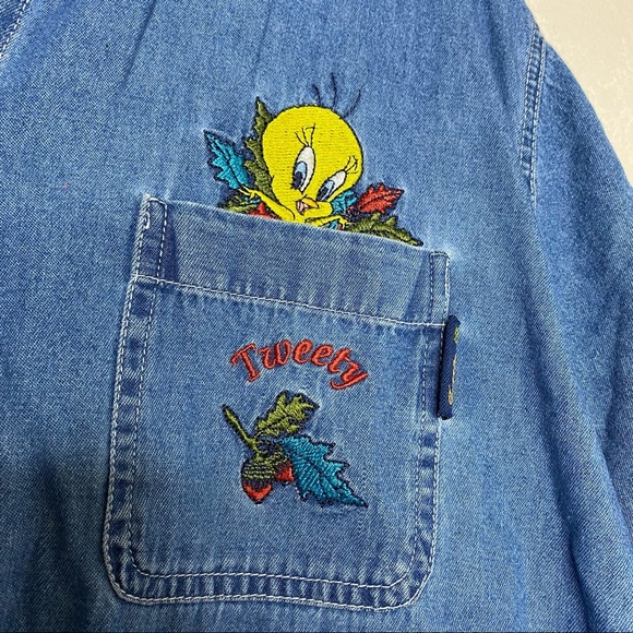 Vintage 90’s Tweety Bird Denim Shirt - Picture 3 of 7